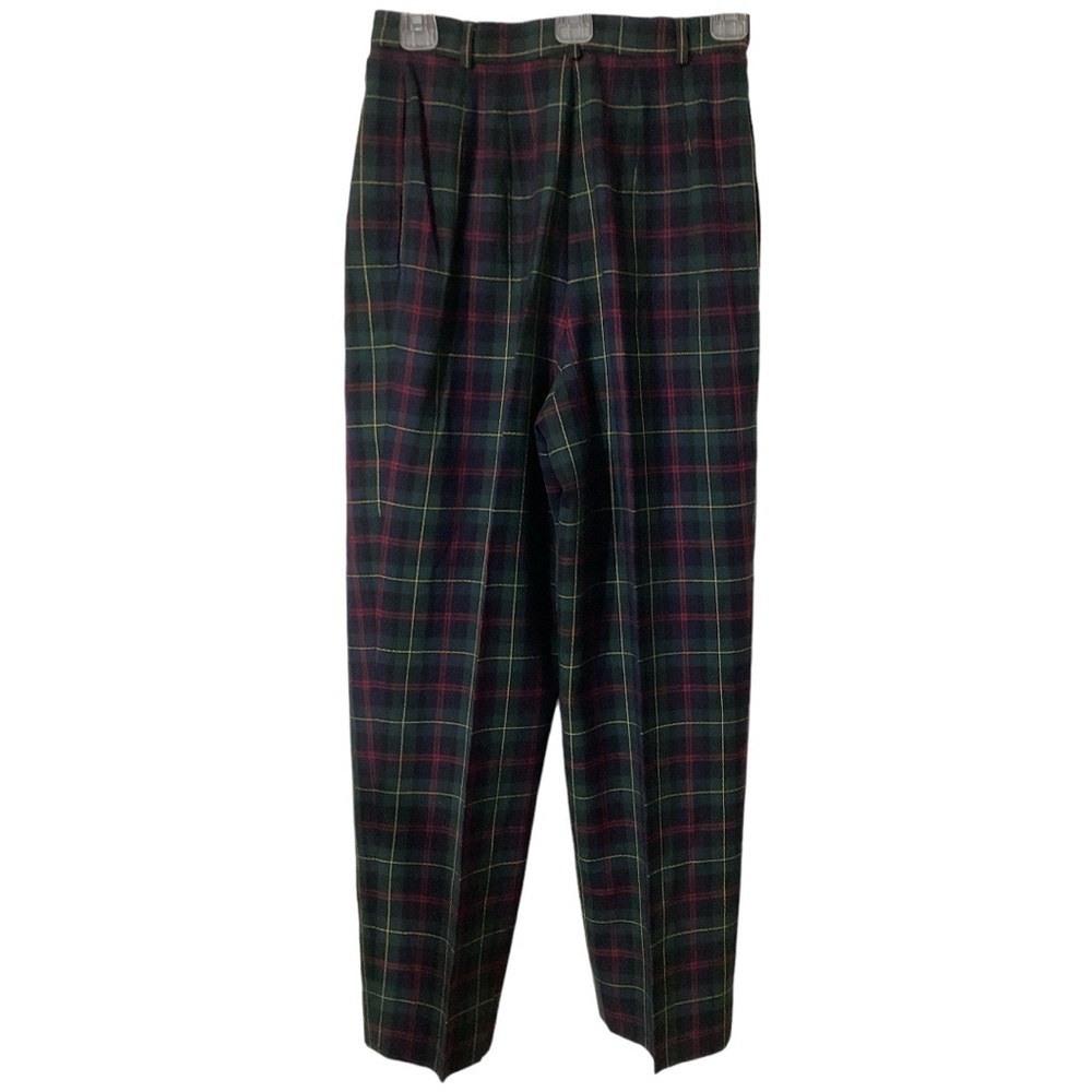 Vintage JH Collectibles - Green‎ Plaid Pleated Front Wool Pants - Women's Size 6
